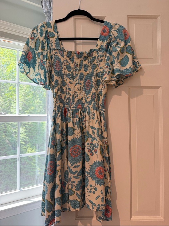 Angie Dresses & Skirts - Angie Cream Mini Dress with Teal and Coral Floral Print